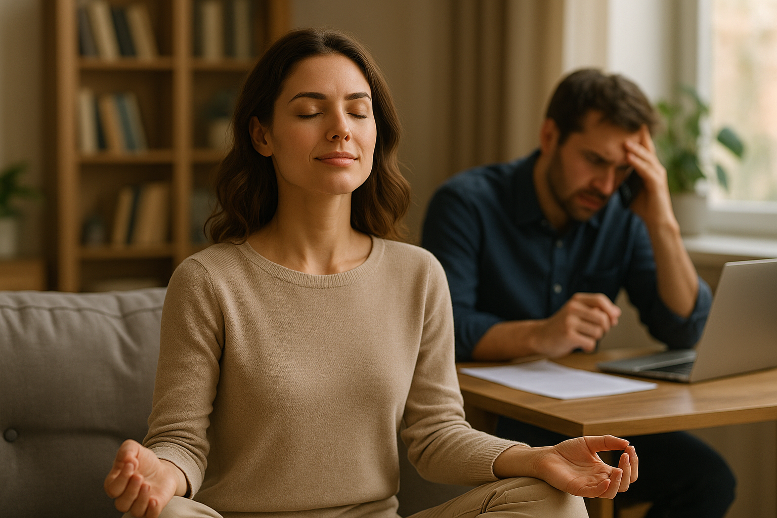 Calmo apesar do estresse do dia a dia